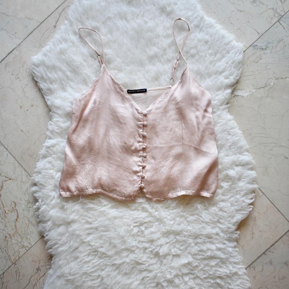 Brandy Melville Baby Pink Silk Top
